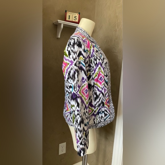 SilkLand Geometric Abstract Statement Jacket Women's M  Cotton Blazer - Picture 11 of 12